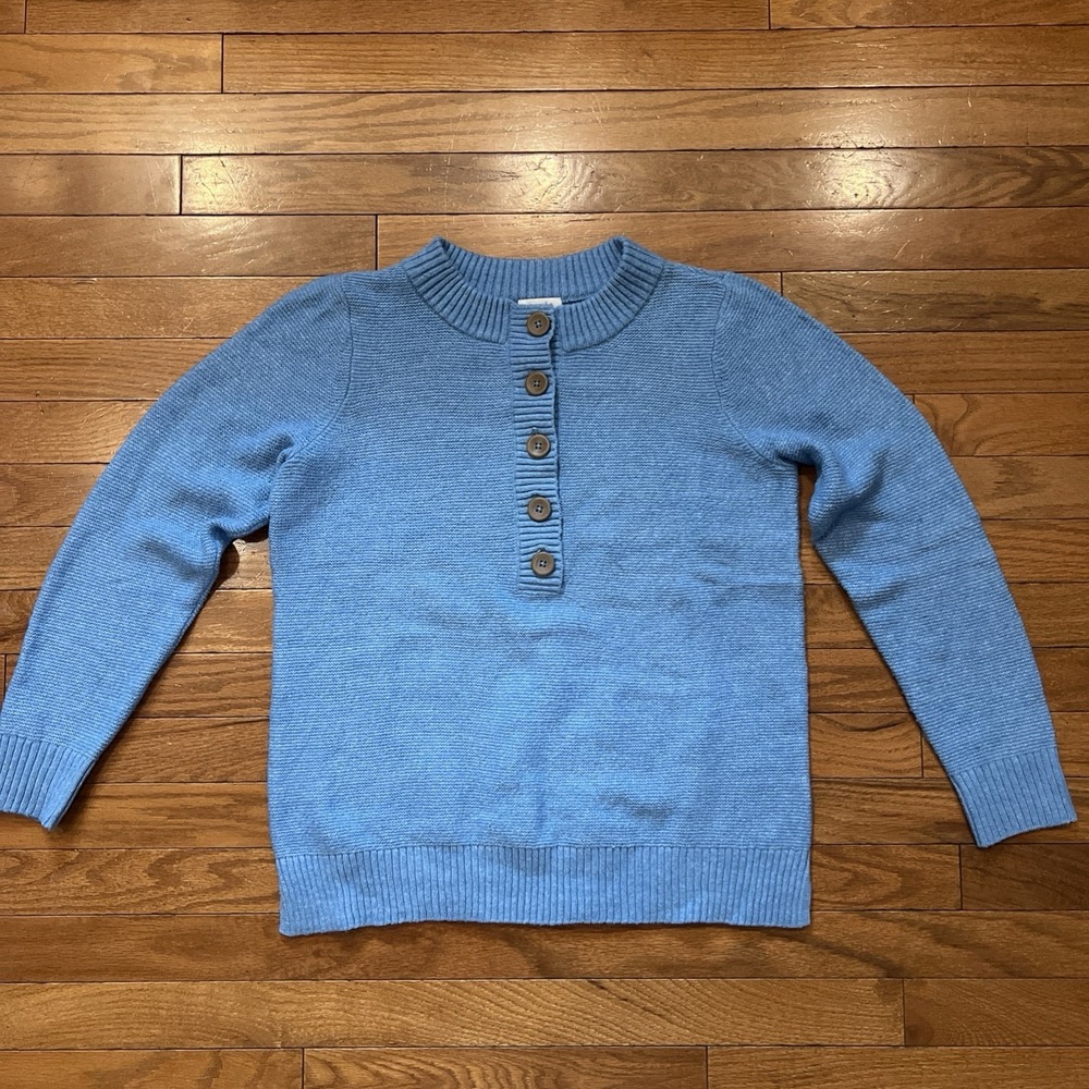J Jill Pure Sweater Womens XS Petite Blue Oversized Knit Pullover Cotton Blend